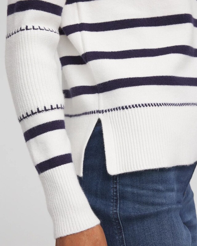 Striped Relaxed Mockneck Pullover - image 4